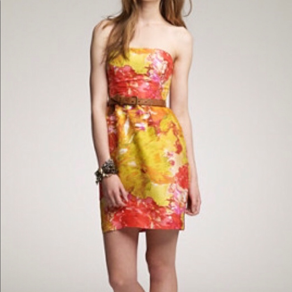 Jcrew strapless floral silk dress